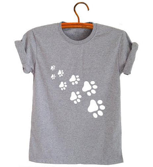 Open image in slideshow, cat paws print Women tshirt Cotton Casual Funny t shirt
