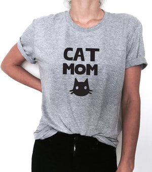 Open image in slideshow, Cat mom Print Women tshirt Cotton Casual Funny t shirt For Lady
