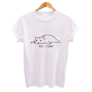 Open image in slideshow, NOT TODAY cute cat Print Women tshirt Casual Funny t shirt For Lady Girl Top
